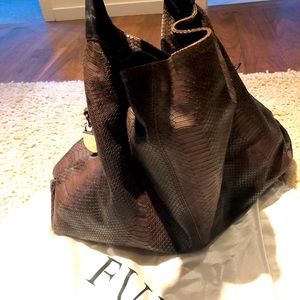 Furla snake embossed leather hobo bag
